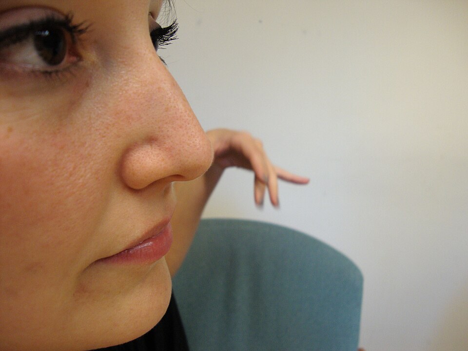 Side profile of a woman's nose