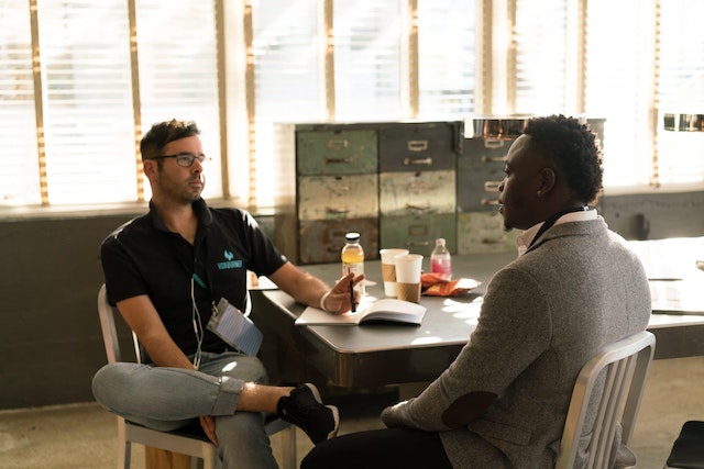 a counsellor talking to a client